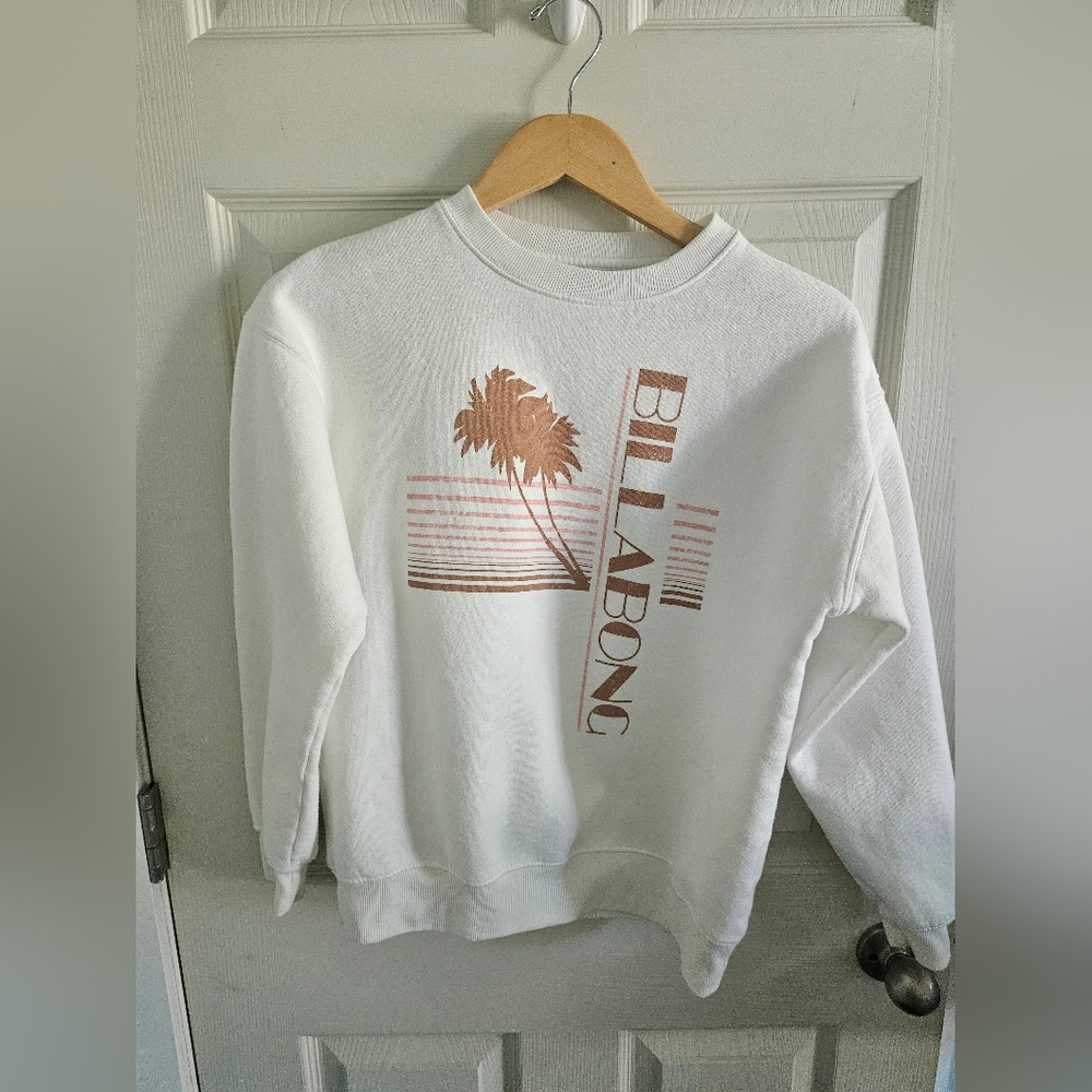 Billabong White Crewneck Pullover Women’s M Sweatshirt